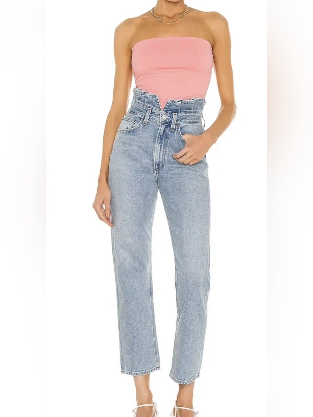 AGOLDE Lettuce Waistband High Rise Straight Jeans Light Wash Size 26